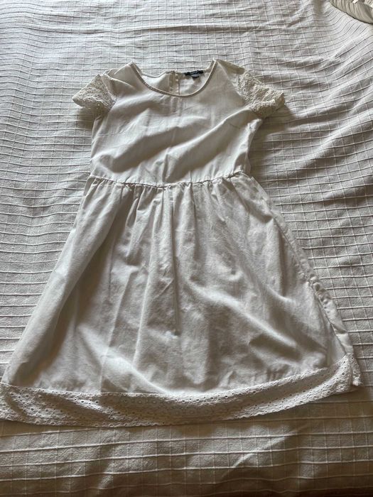 vestido branco de linho com renda tamanho m