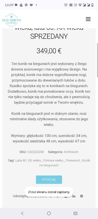 Drewniany koń na biegunach lata 60 Design Mid-Century Modern vintage