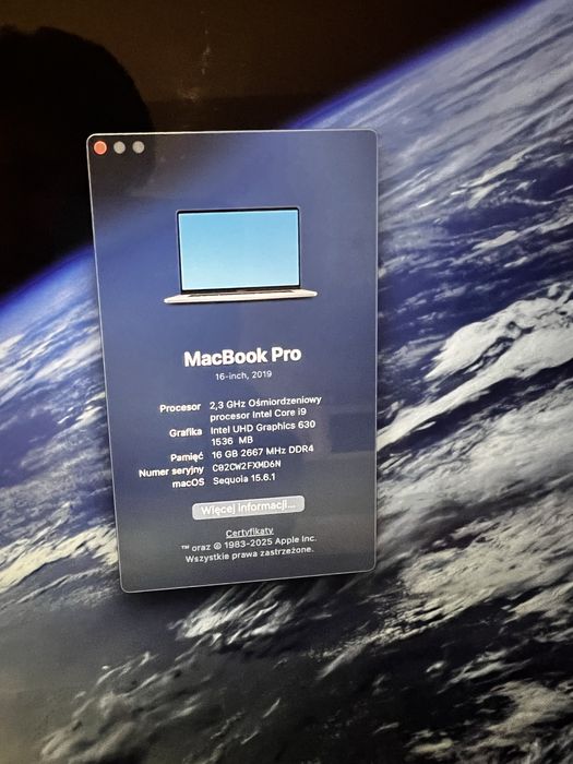 MacBook Pro 16” 2019 – i9 / 16GB RAM / 1TB SSD – SUPER cena