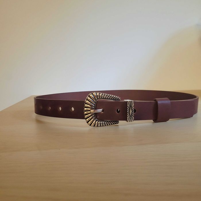 Brązowy damski skórzany pasek 90 cm