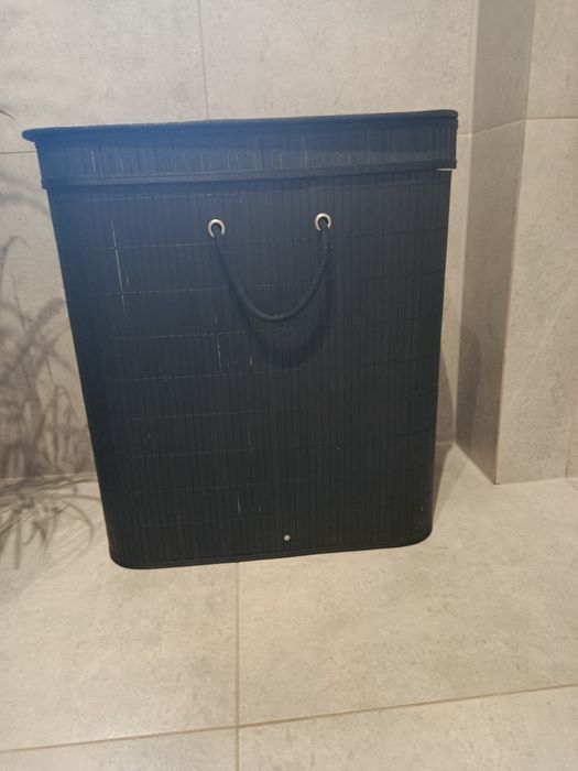 Bambusowy czarny kosz na pranie 100 l