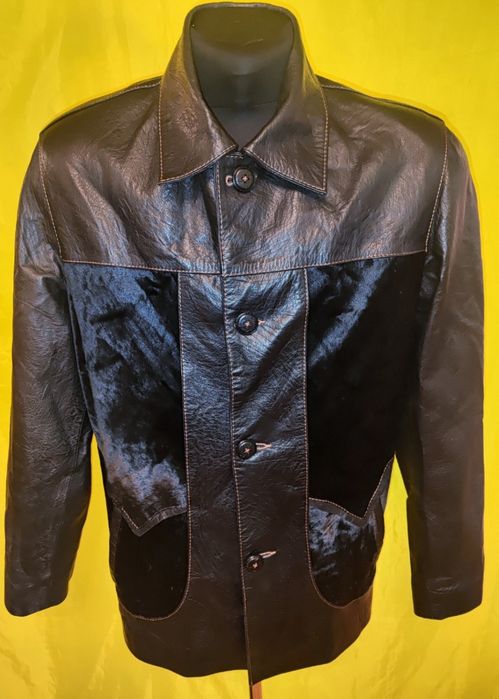 Пиджак кожаный, вставки меха нерпы, эксклюзив, р.50-52