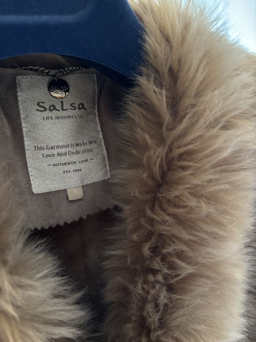 Casaco camurça com pêlo e forrado Salsa
