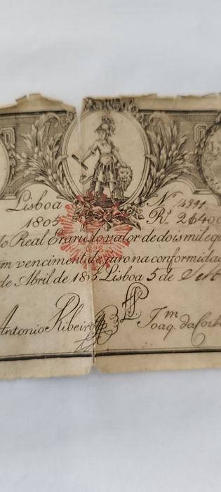 Apólice do Real Erário - 2 mil e 400 reais