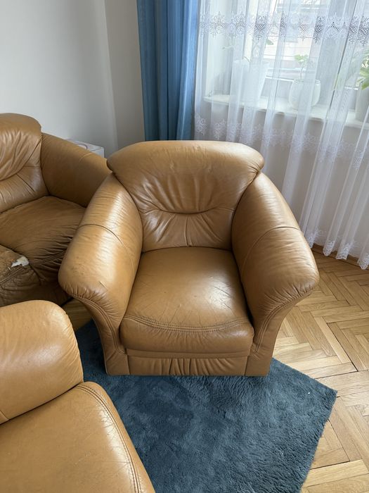 Sofa + 2 fotele skóra