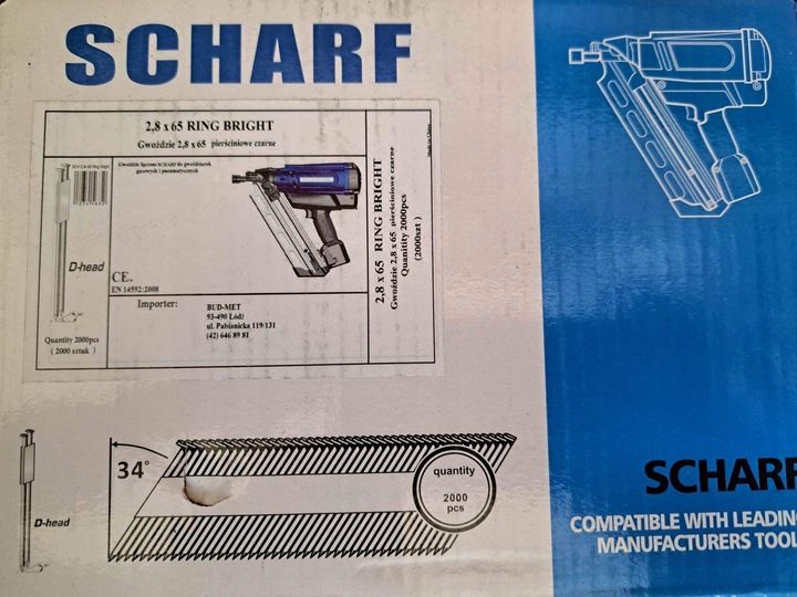 Gwoździe 2,8x65 Łączone Papierem Scharf
