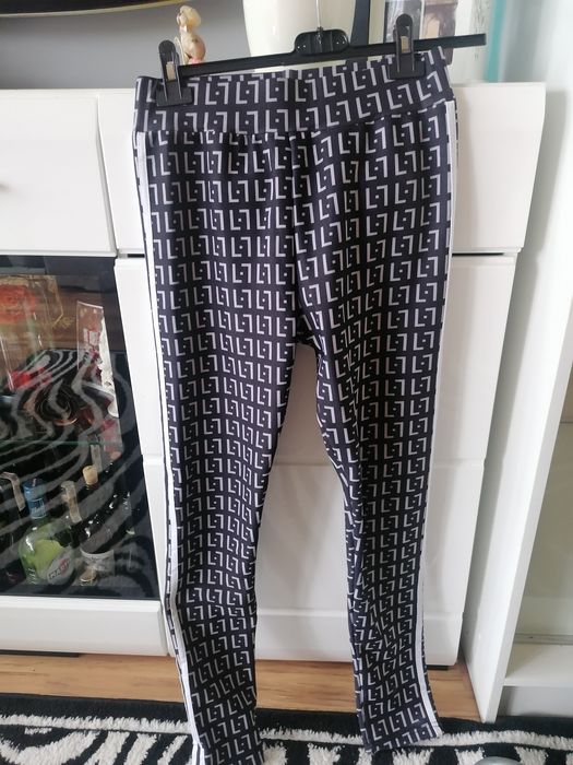 Ocieplane spodnie leginsy z bawełna z lampasami wysoki stan