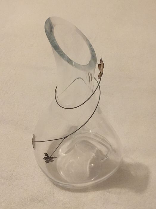 Decanter em cristal com apliques em prata