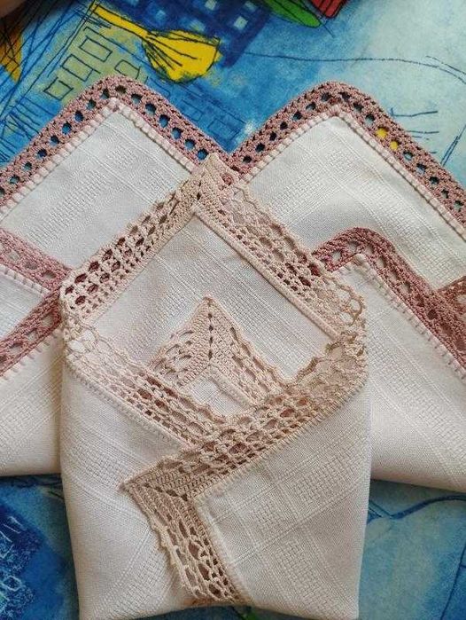Винтаж набор льняных салфеток сервировочная мережка пасха дача паска