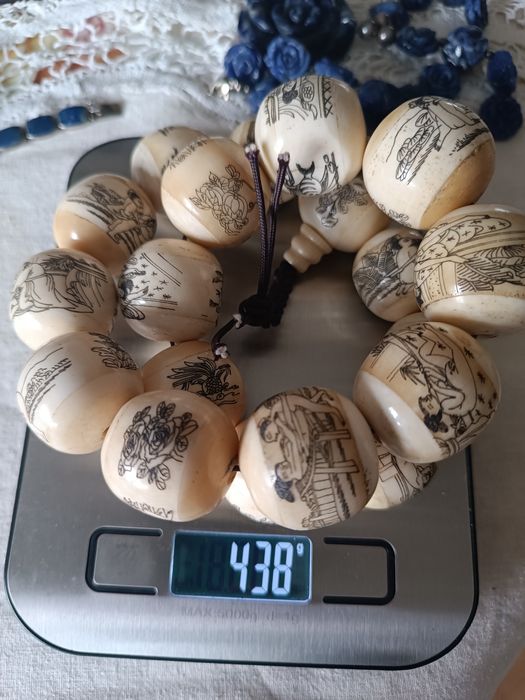 Бусы, четки старинные.Камасутра.Ручная роспись.Старый Китай.Вес 430 гр