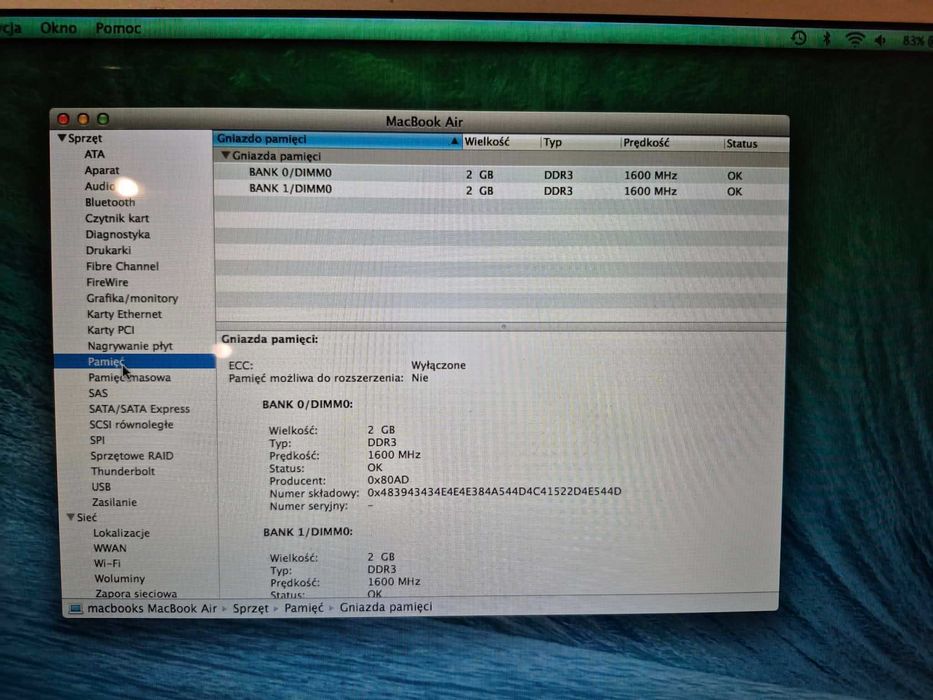 MacBook Air A1466 i5/4Gb/SSD/BateriaOK/macOS X