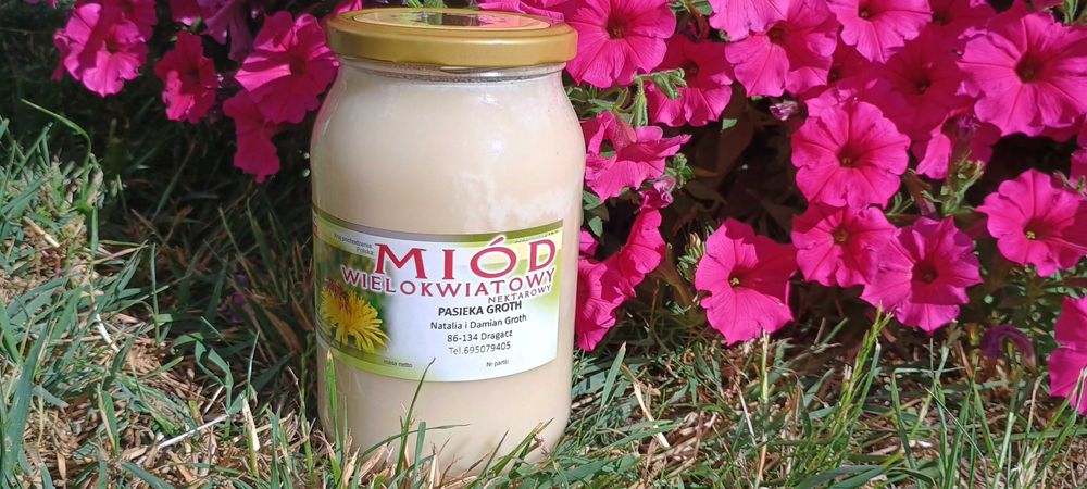 Miód z własnej Pasieki Akacjowy i Wielokwiatowy 2 x słoik 1250g