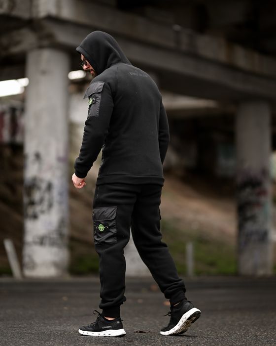 Стильный спортивный костюм мужской, спортивний костюм зимовий чорний