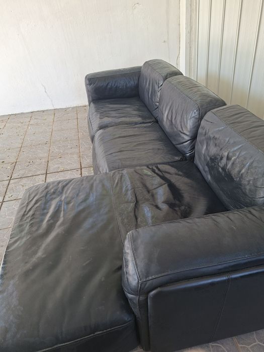 Sofa chaise long em pele