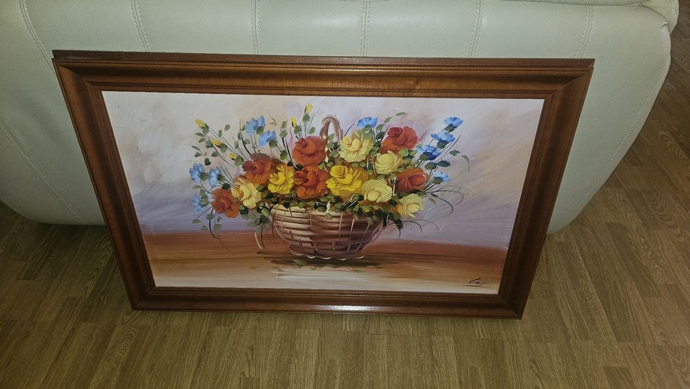 Quadro de flores pintura a oleo 1,15x75