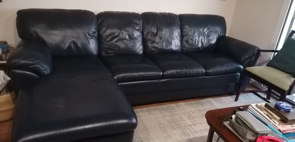 Sofá em pene genuína, Chateaux d'Ax, 3 lugares +CHAISELONGUE,