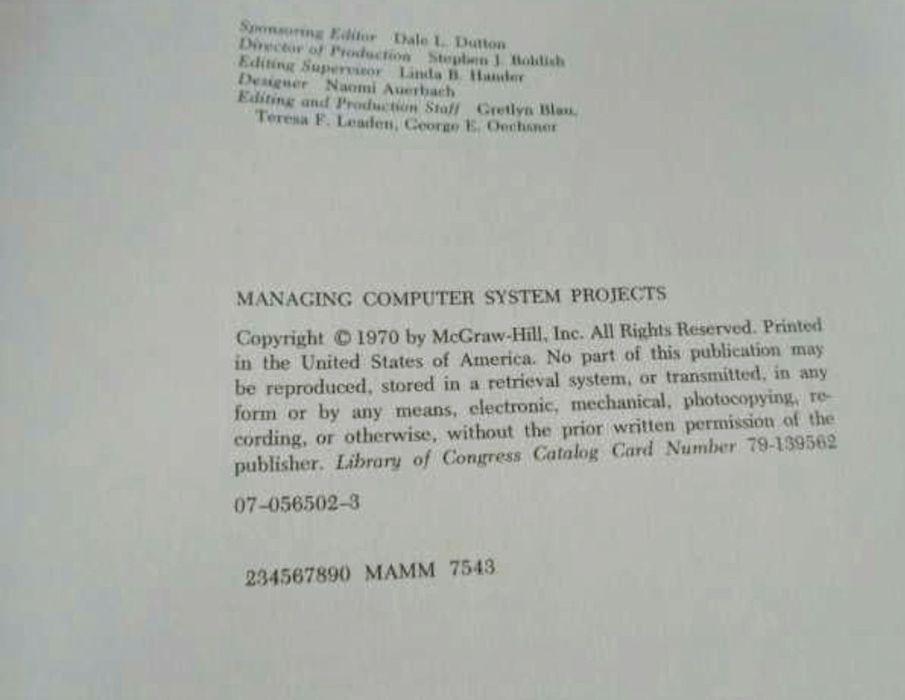 Raro Livro Managing computer system projects (The Touche Ross manageme