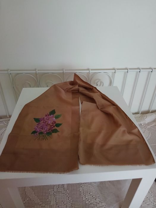 Écharpe pintada à mão, vintage