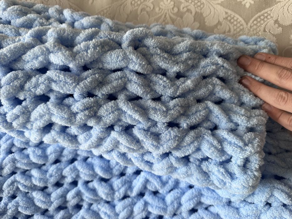 Плед дитячий голубого та білого кольору