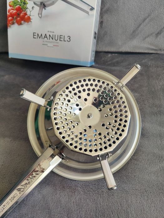OUTLET Włoski duży nierdzewny przecierak do pomidorów malin OMAC 24cm