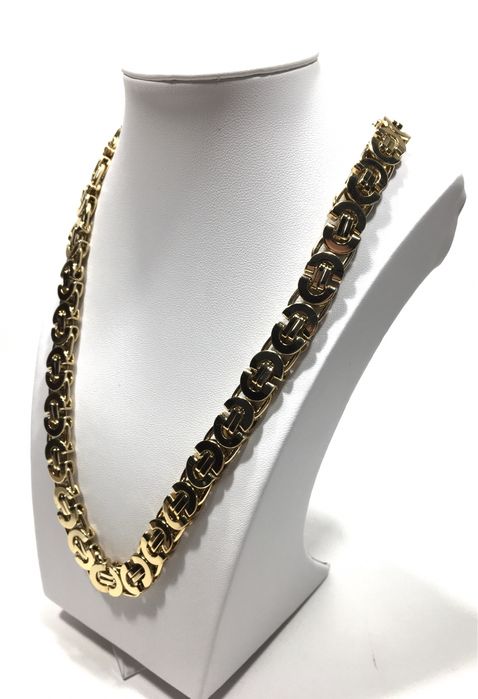 Złoty męski łańcuch splot Euro•wybita próba 585•pozłacany 14K