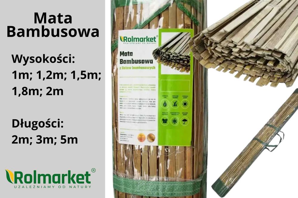 Mata bambusowa osłona na taras balkon płot 1m 1,2m 1,5m 1,8m 2m