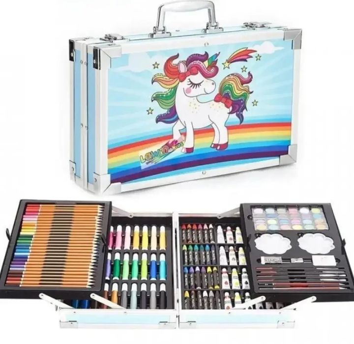 Набір для малювання в алюмінієвому чемодані Єдиноріг 145 предметів
