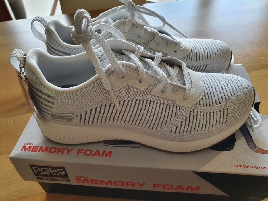 Buty Skechers sport 37 białe srebrne bobs squad nowe sneakersy pudełko