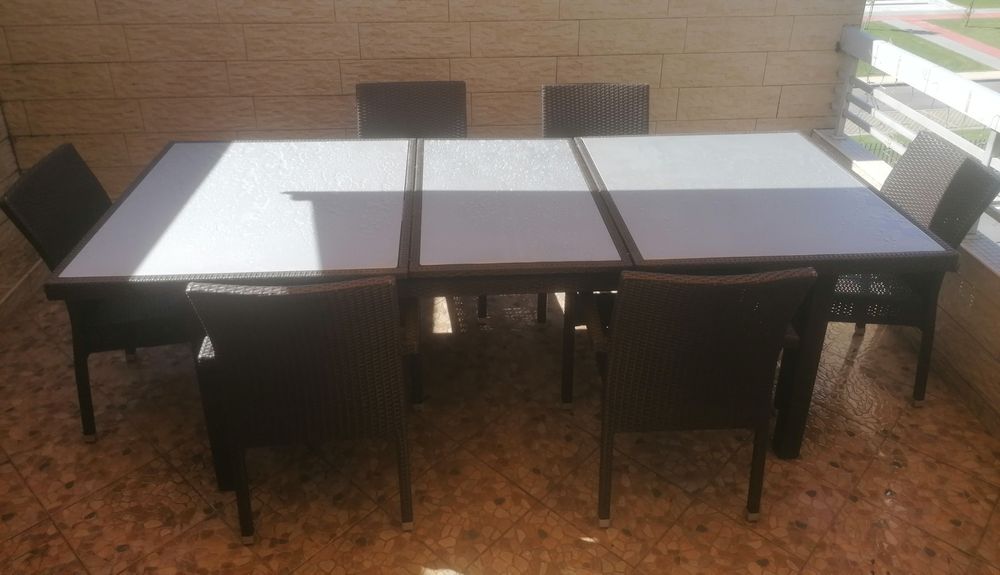 Mesa para jardim terraço mais 6 cadeiras para exterior