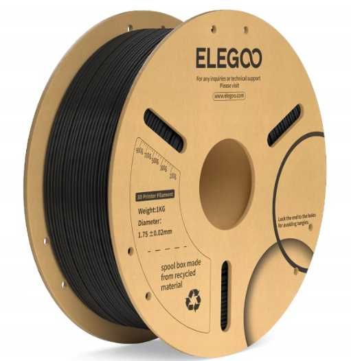 Filament Elegoo PLA Plus Czarny 1kg WYTRZYMAŁY ODPORNY 1.75 mm