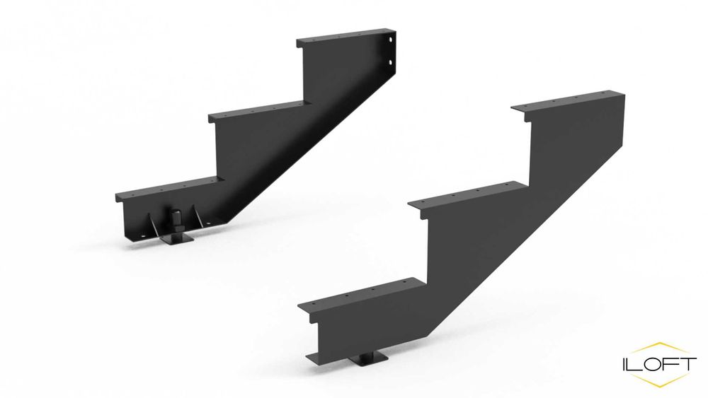 Estrutura metálica "PORTY" de 3 degraus para escada exterior em 1 hora