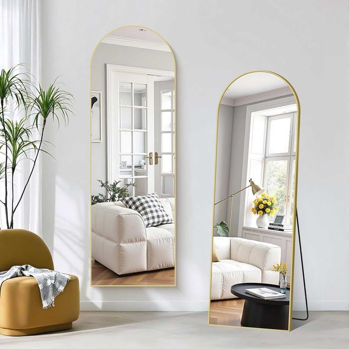 Lustro pełnowymiarowe łukowe 161×52 cm złota rama