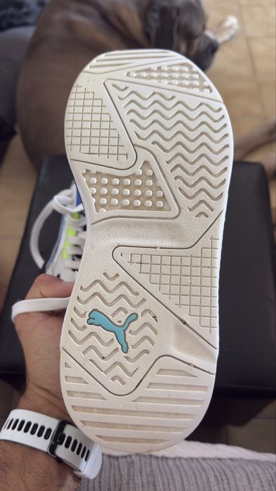 Tenis Puma Branco/Azul/Verde Neon