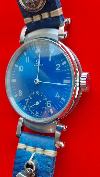 Omega,przepiękna wielka niebieska bestia śred 46,2mm 17 jewels