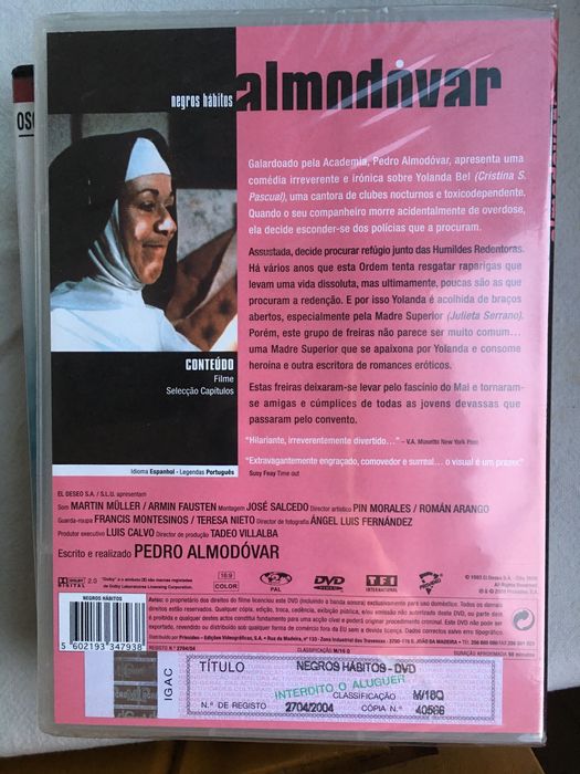 2 DVD Má Educação 2008  e Negros Hábitos  Pedro Almodóvar