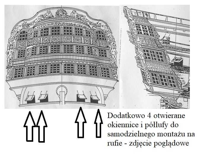 Zestaw Santisima Trinidad - model drewniany i dodatki  statek okręt