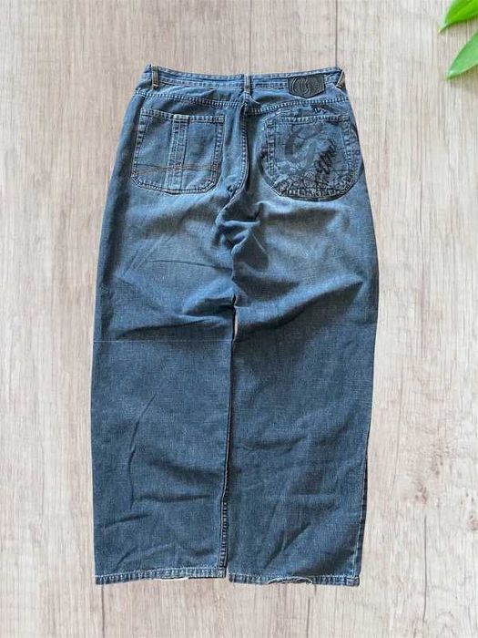 Spodnie męskie jeansy baggy G-Unit hip-hop rap jnco print grey szary 36x33