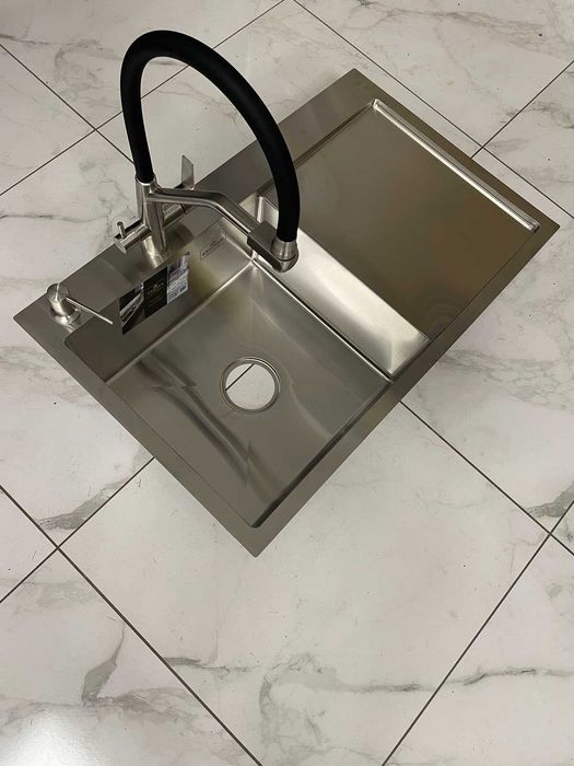 Мойка Kroner 7849LHM левая и кран с подключением к фильтру, Kroner