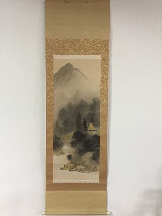 SENNY Stary zwój japoński KAKEMONO Kakejiku katana obraz 1910r Japonia