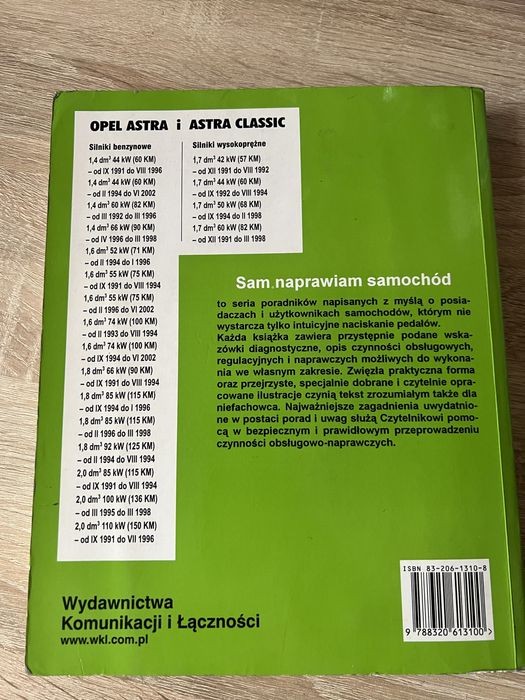 książka kolekcjonerska sam naprawiam samochod  opel astra