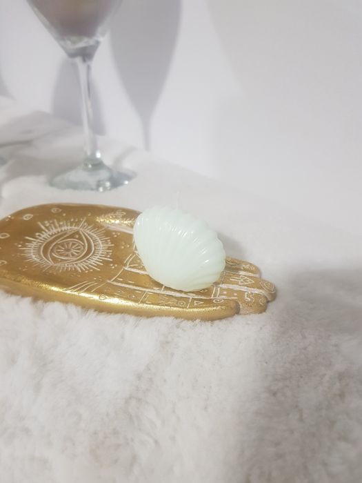 Velas branco, verde garrafa claro