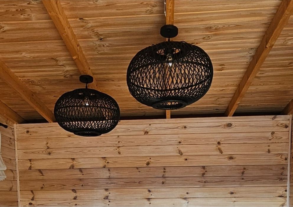 Aażur rattanowy boho,loft,czarny