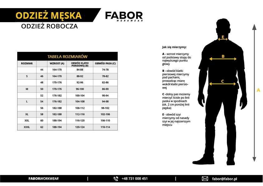 Ogrodniczki robocze wielofunkcyjne FABOR SRLW-FAW2 granatowe roz. S/46