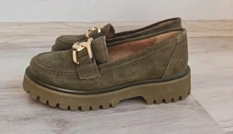 Skórzana mokasyny półbuty Filippo DP4916/24 KH zielone khaki