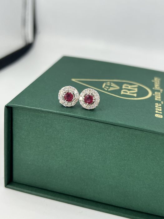 Серьги с изумрудом или рубином с бриллиантами золото 585