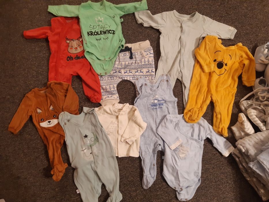 Wyprawka komplet markowych ubranek i kombinezonów 56-86