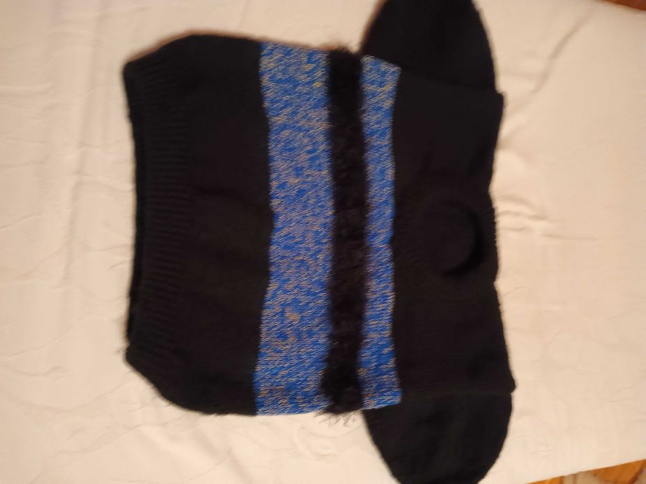 Sweter z krótkim rękawem robiony na drutach  rękodzieło M 38/40