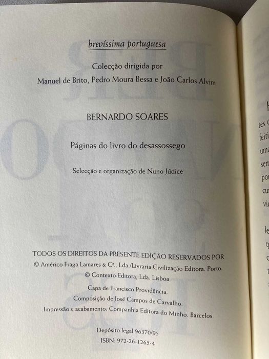 Páginas do Livro do Desassossego, de Bernardo Soares