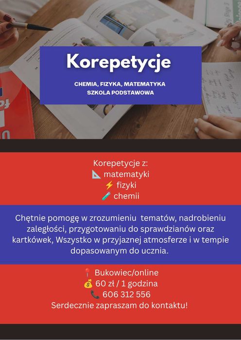 Korepetycje – matematyka, chemia, fizyka