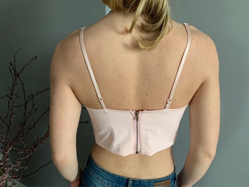Modny różowy crop top bralette koronka s xs 36 34 zara